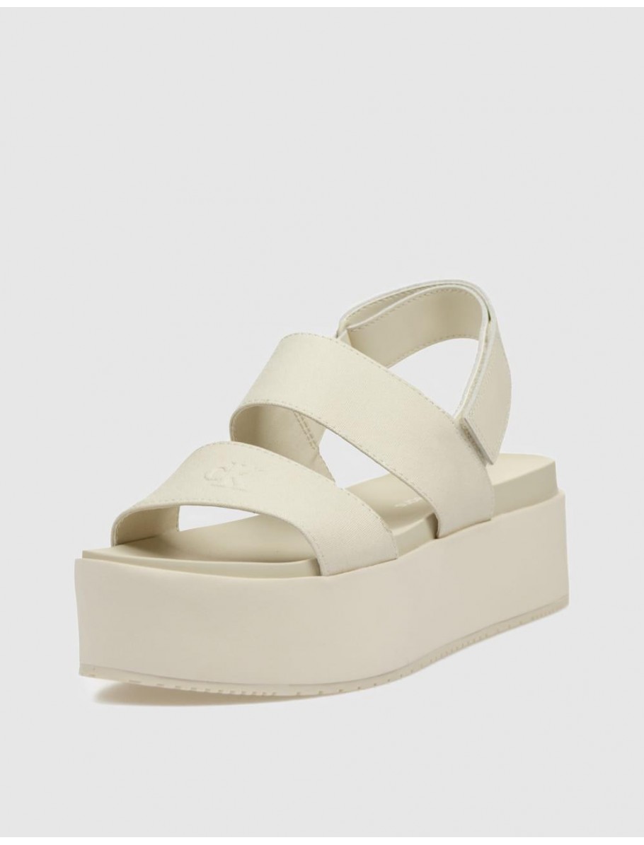 SANDALIA CALVIN KLEIN FLATFORM SANDAL SLING IN BEIG