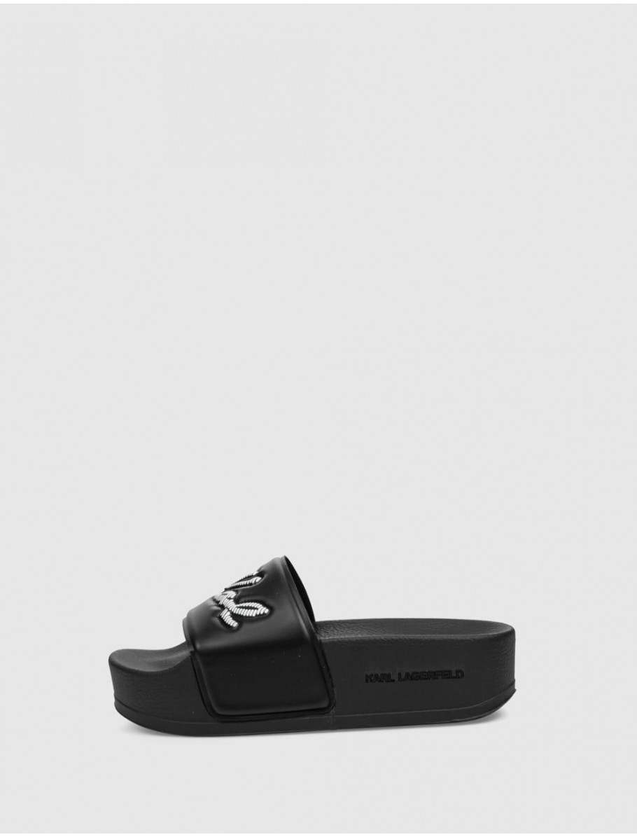 CHANCLA KARL LAGERFELD KONDO MAXI WHIPSTITCH SLIDE NEGRO