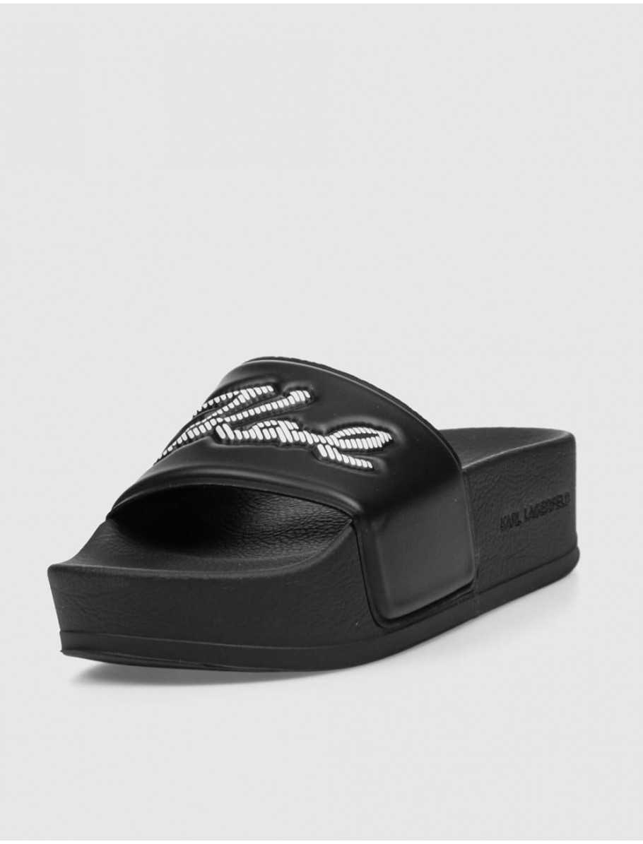 CHANCLA KARL LAGERFELD KONDO MAXI WHIPSTITCH SLIDE NEGRO