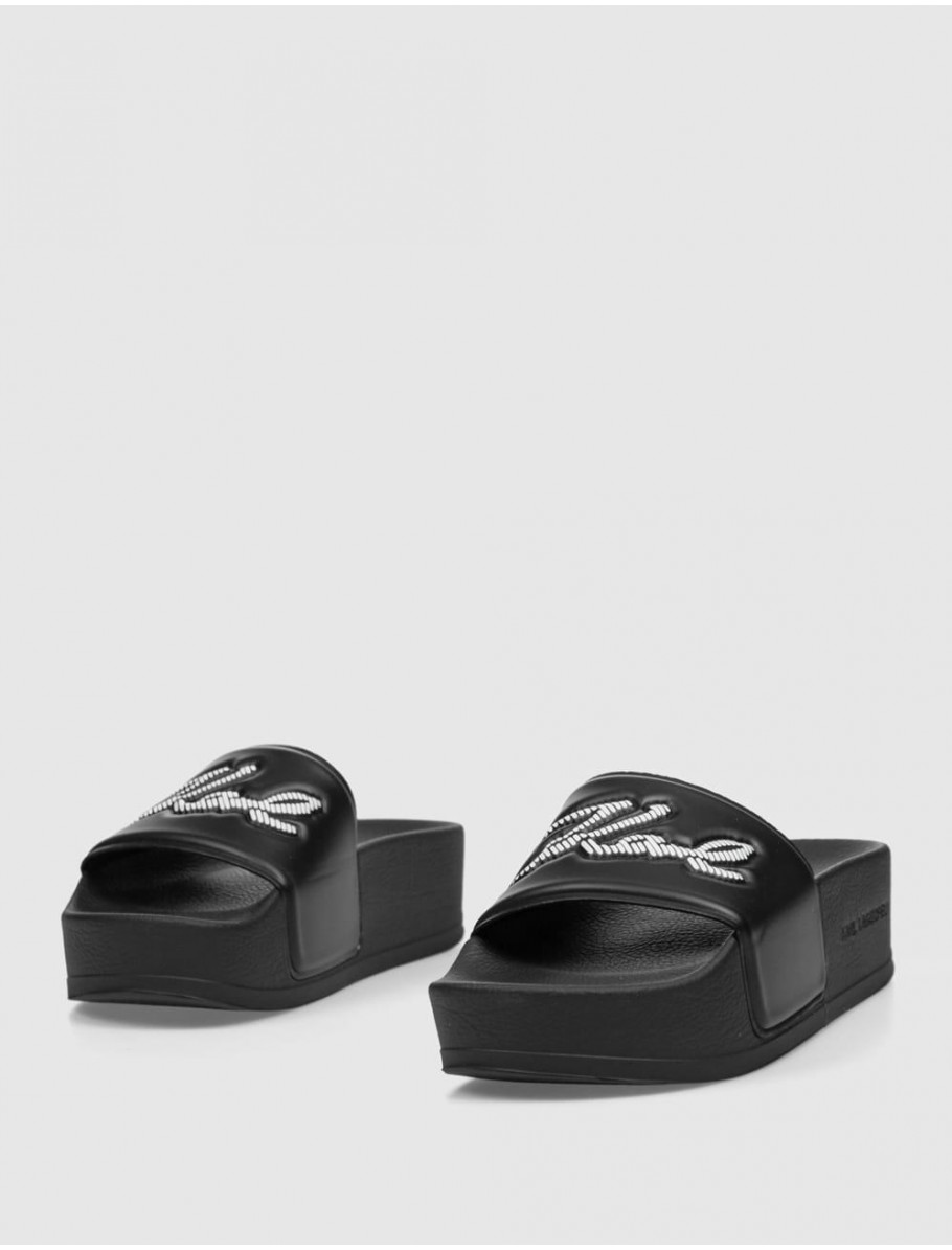 CHANCLA KARL LAGERFELD KONDO MAXI WHIPSTITCH SLIDE NEGRO