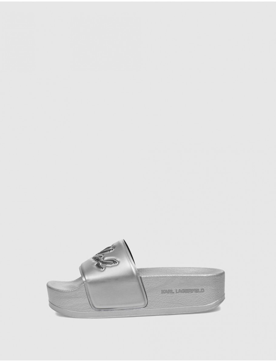 CHANCLA KARL LAGERFELD KONDO MAXI WHIPSTITCH SLIDE PLATA