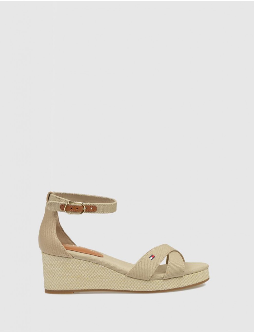 SANDALIA TOMMY HILFIGER FLAG CRISS CROS MID WEDGE ESPAD BEIG