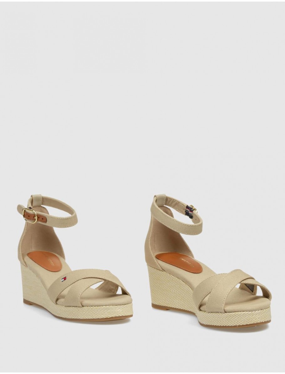 SANDALIA TOMMY HILFIGER FLAG CRISS CROS MID WEDGE ESPAD BEIG