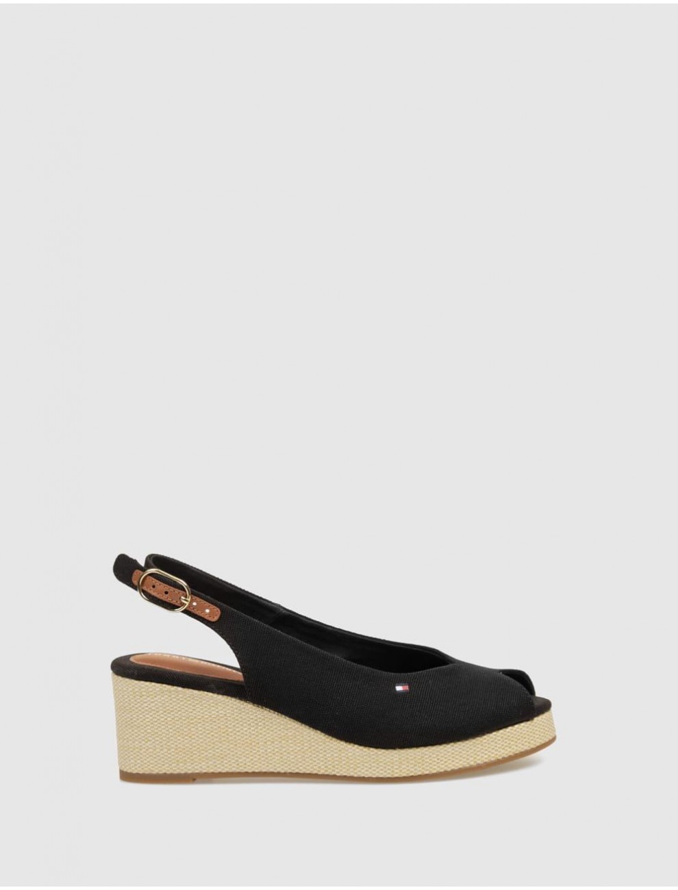 SANDALIA TOMMY HILFIGER FLAG MID WEDGE ESPAD SLINGBACK NEGRO