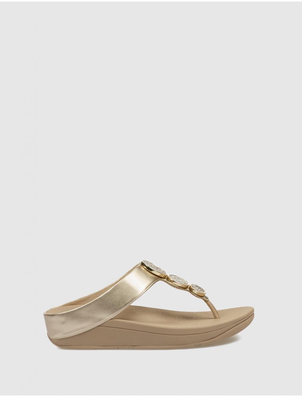 SANDALIA FITFLOP HALO BEAD CIRCLE METALLIC TOE POST ORO
