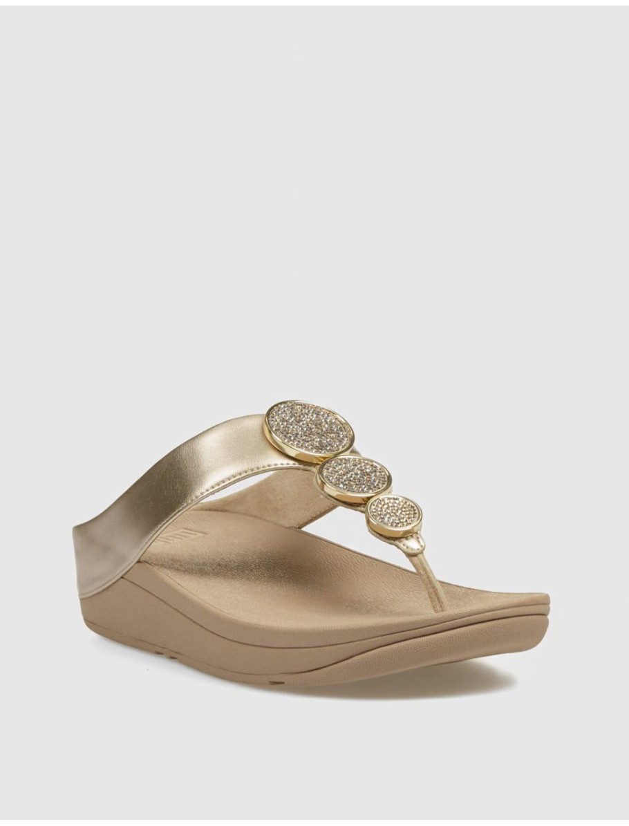SANDALIA FITFLOP HALO BEAD CIRCLE METALLIC TOE POST ORO