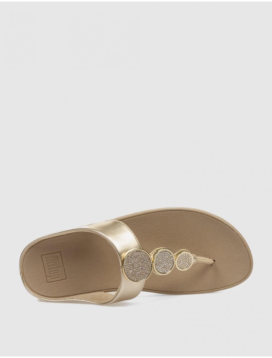 SANDALIA FITFLOP HALO BEAD CIRCLE METALLIC TOE POST ORO