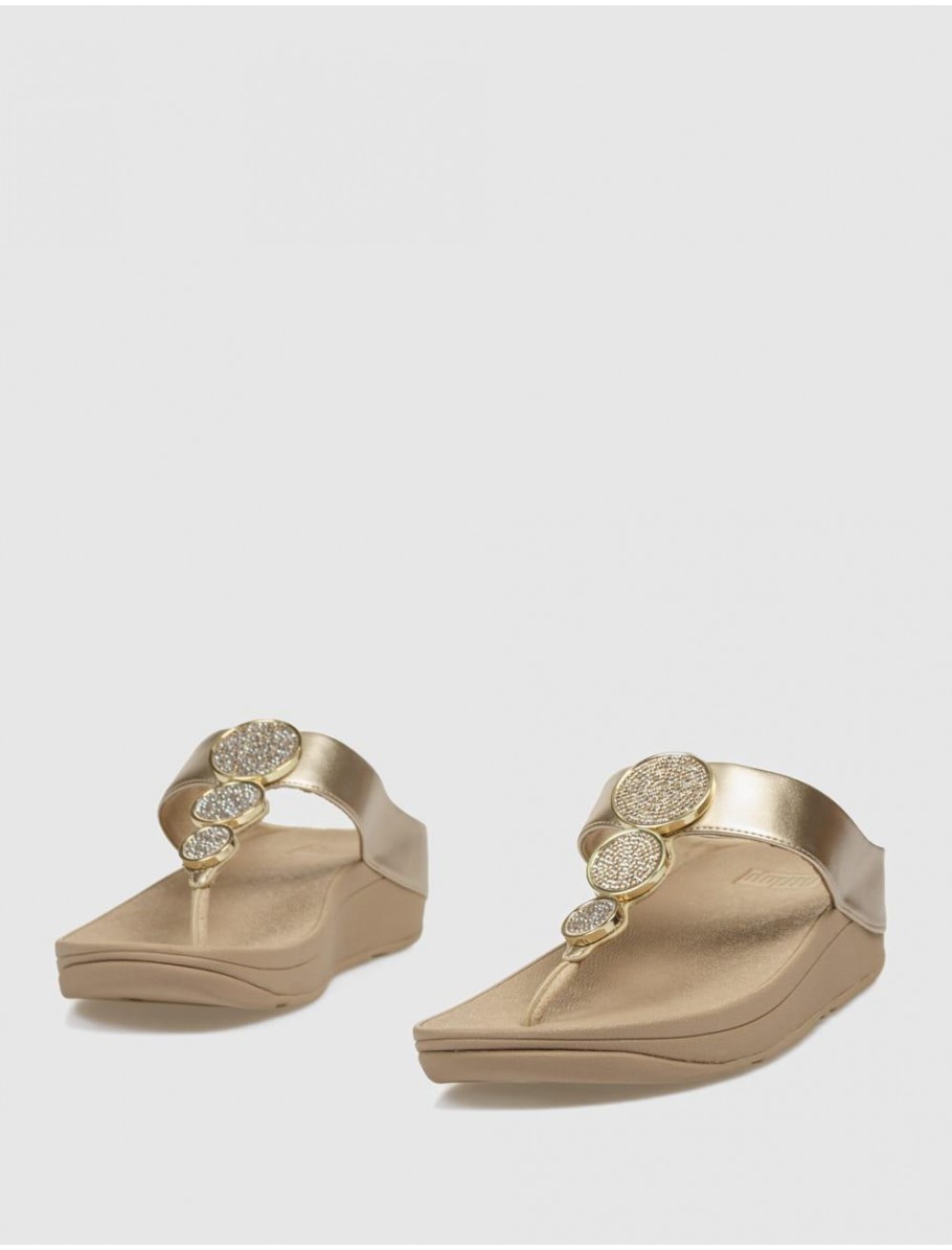 SANDALIA FITFLOP HALO BEAD CIRCLE METALLIC TOE POST ORO