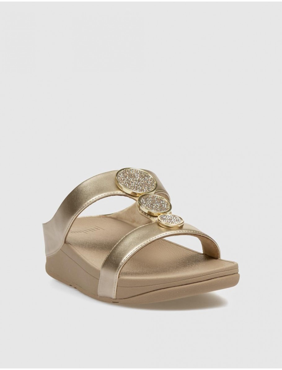 SANDALIA FITFLOP HALO BEAD CIRCLE METALLIC TOE POST ORO