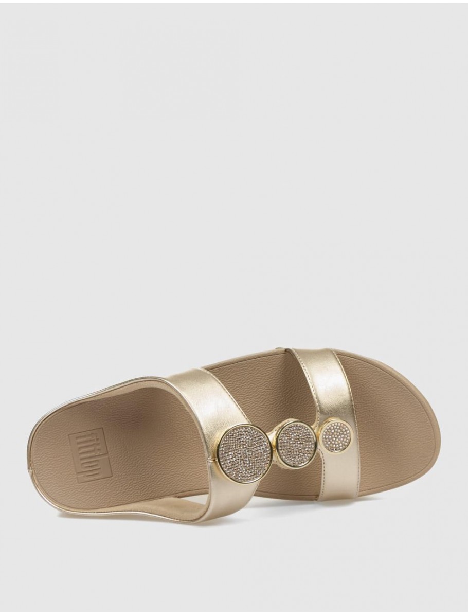 SANDALIA FITFLOP HALO BEAD CIRCLE METALLIC TOE POST ORO