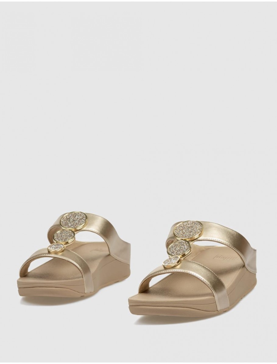 SANDALIA FITFLOP HALO BEAD CIRCLE METALLIC TOE POST ORO