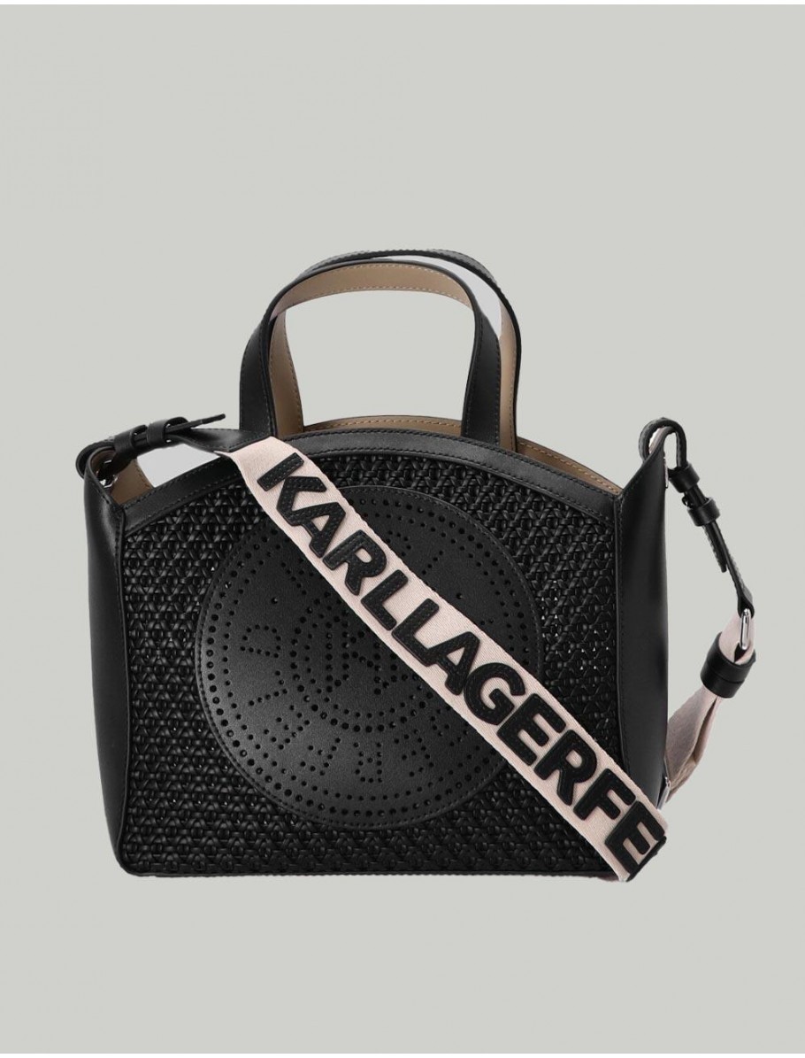 BOLSO KARL LAGERFED K CIRCLE SM TOTE WOVEN NEGRO