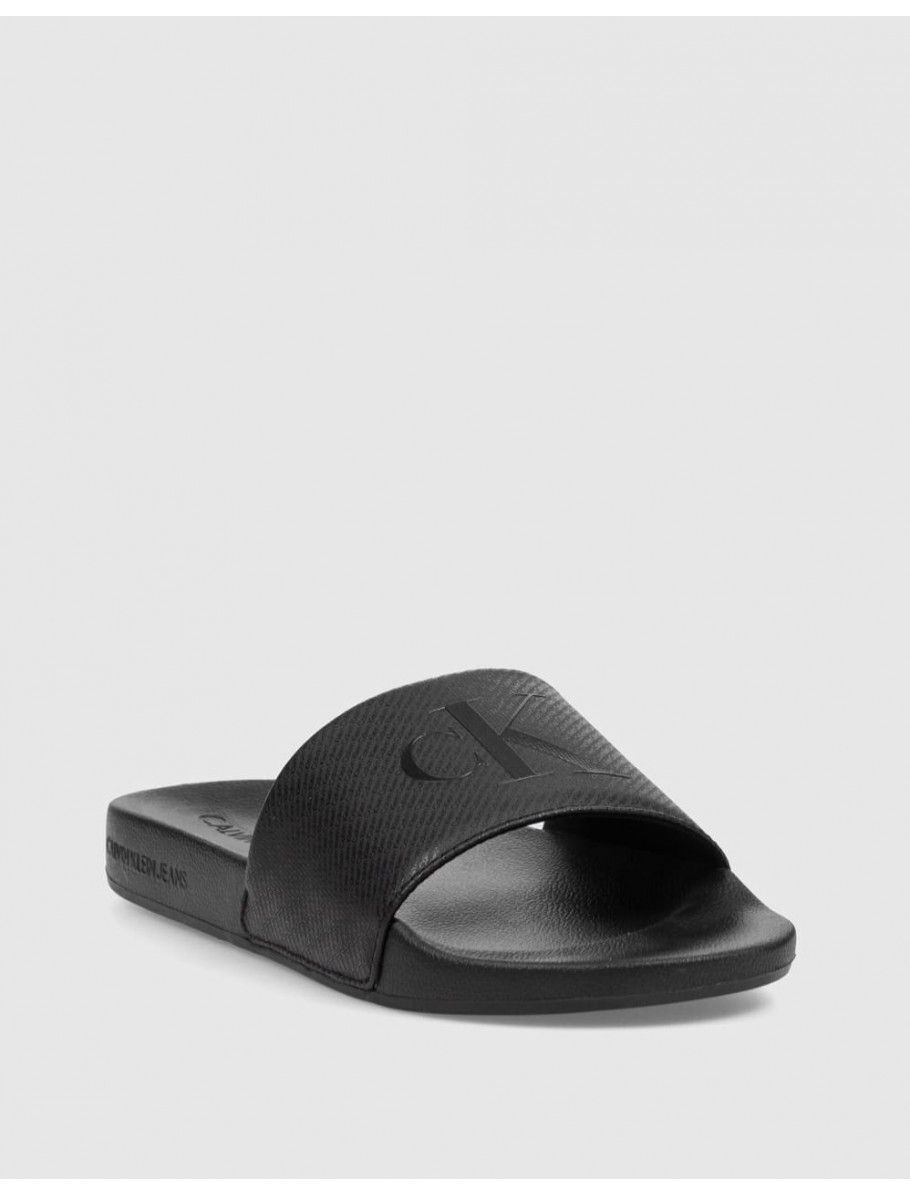 CHANCLA CALVIN KLEIN SLIDE AOP PRINT NEGRO