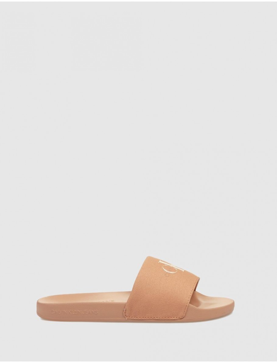 CHANCLA CALVIN KLEIN SLIDE MONOGRAM WN NARANJA