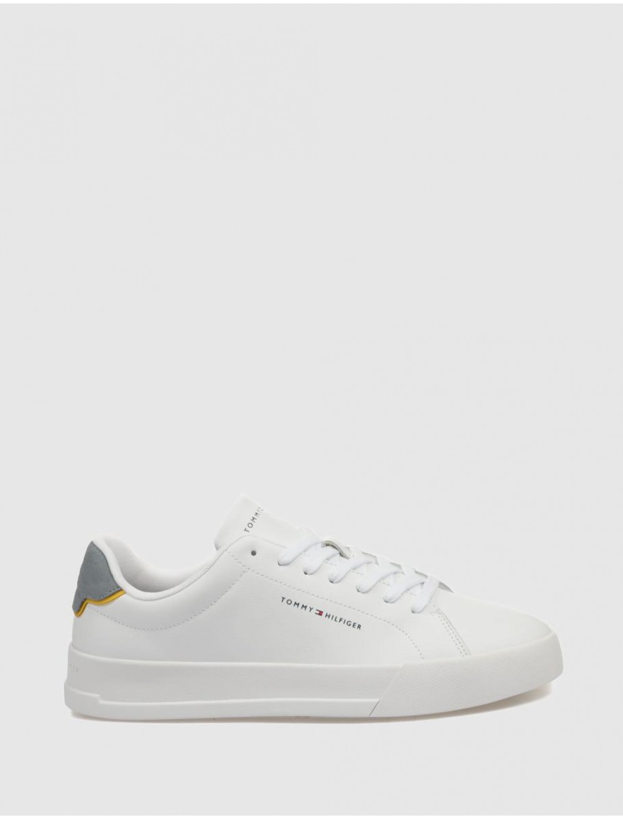 ZAPATILLA TOMMY HILFIGER TH COURT LTH DETAIL ESS BLANCO