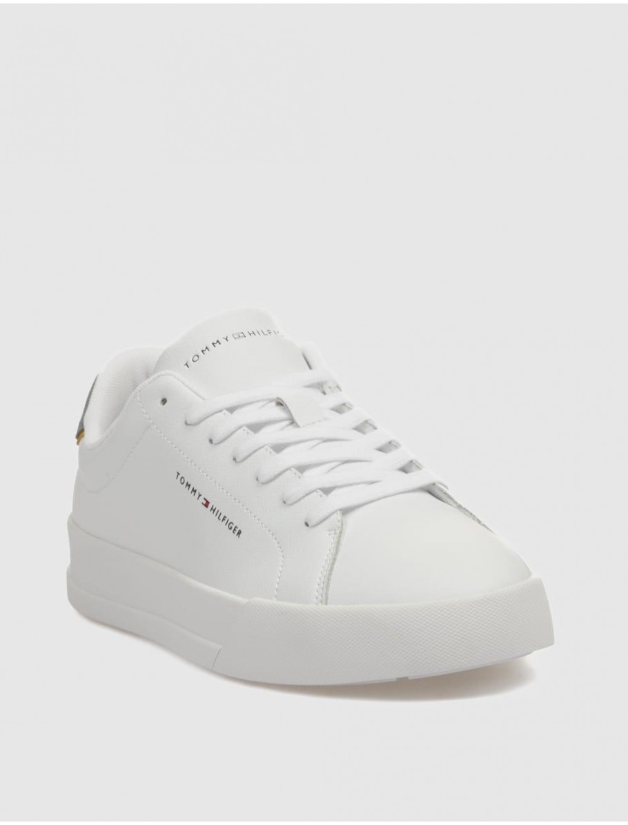 ZAPATILLA TOMMY HILFIGER TH COURT LTH DETAIL ESS BLANCO