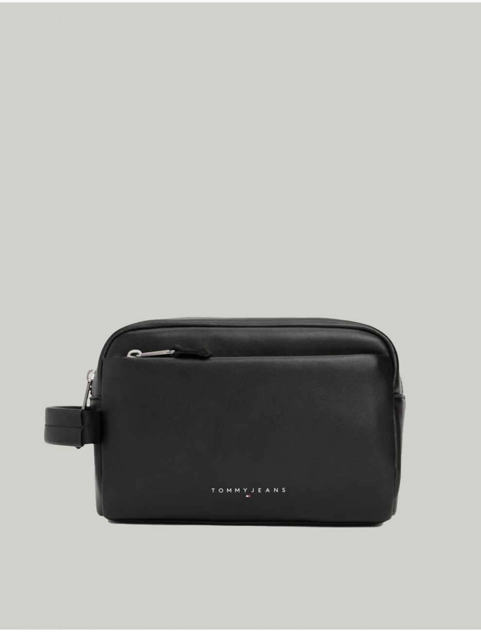 NECESER TOMMY HILFIGER TJM LINEAR LEATHER WASHBAG NEGRO