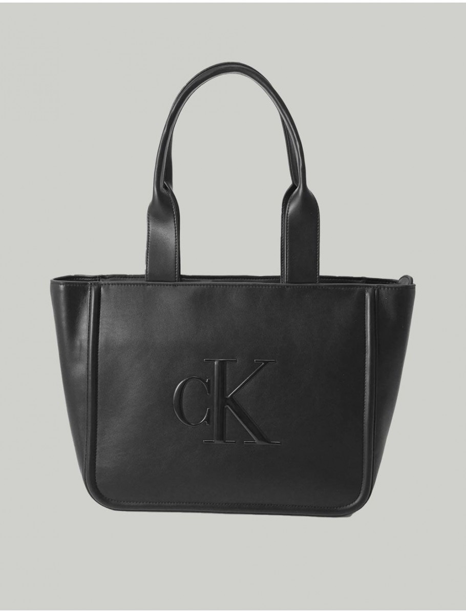 BOLSO CALVIN KLEIN RAISED CK MEDIUM TOTE NEGRO