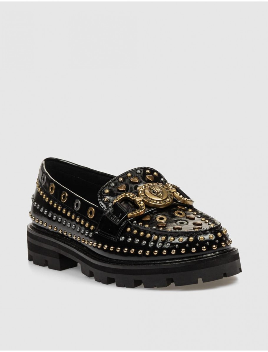 MOCASiN KURT GEIGER MANSION STUD LOAFER NEGRO
