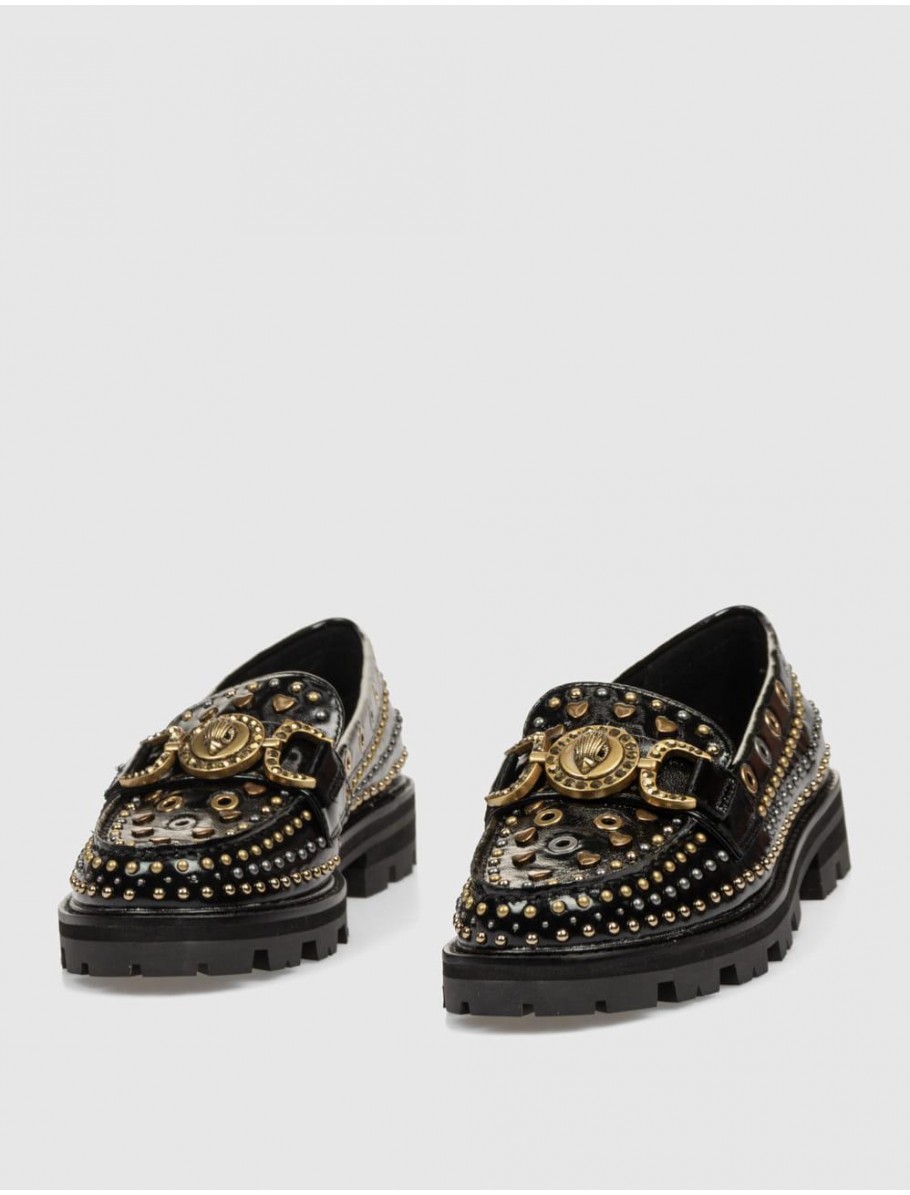 MOCASiN KURT GEIGER MANSION STUD LOAFER NEGRO