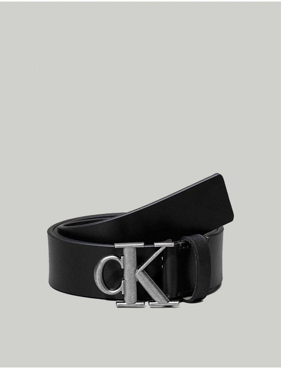 CINTURoN CALVIN KLEIN MONOGRAM BUCKLE 35MM NEGRO