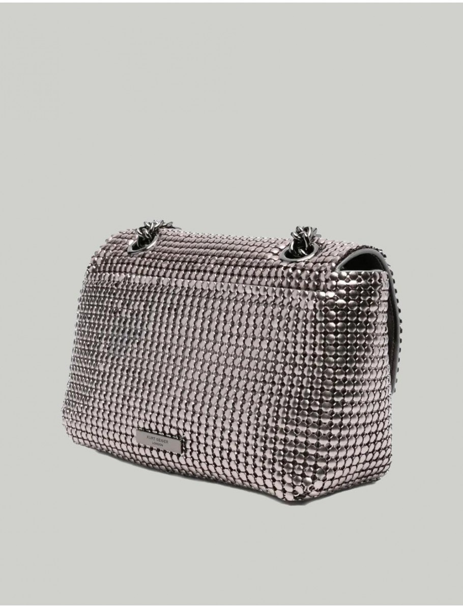 BOLSO KURT GEIGER KENSINGTON CHAINMAIL PLATA