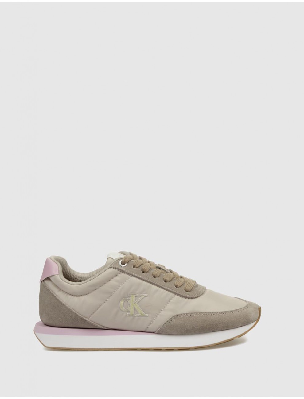 ZAPATILLA CALVIN KLEIN RETRO RUNNER LACE UP NYLON TAUPE