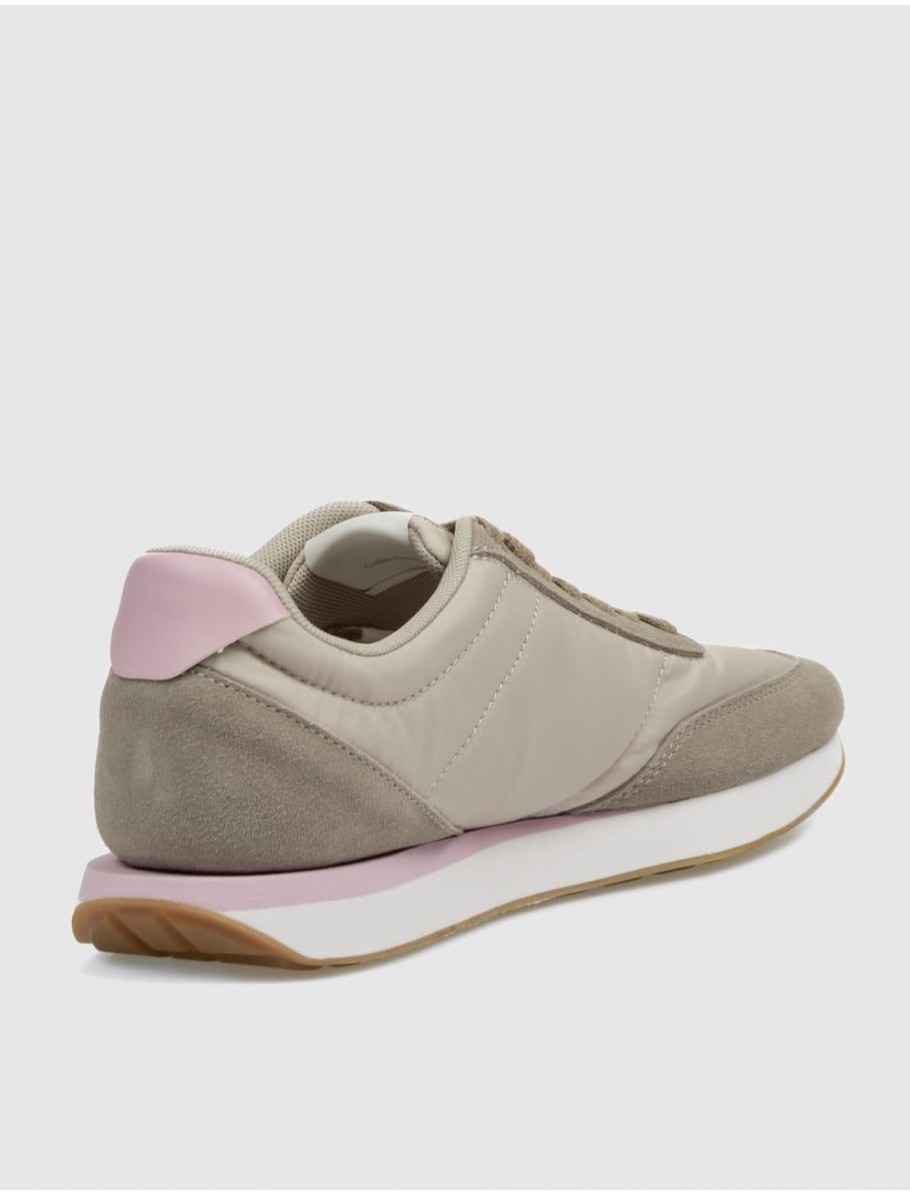 ZAPATILLA CALVIN KLEIN RETRO RUNNER LACE UP NYLON TAUPE