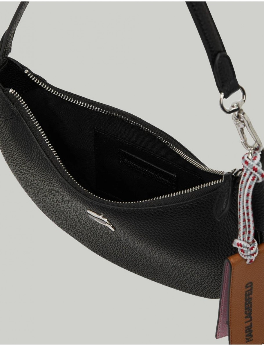 BOLSO KARL LAGERFED IKON PEBBLE HALF MOON NEGRO