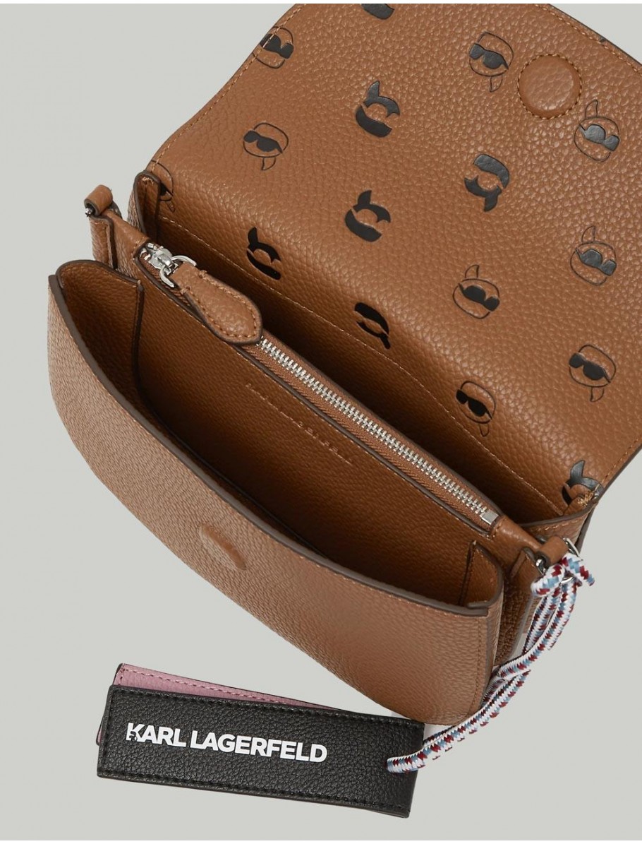 BOLSO KARL LAGERFED IKON PEBBLE FLAP CROSSBODY CUERO