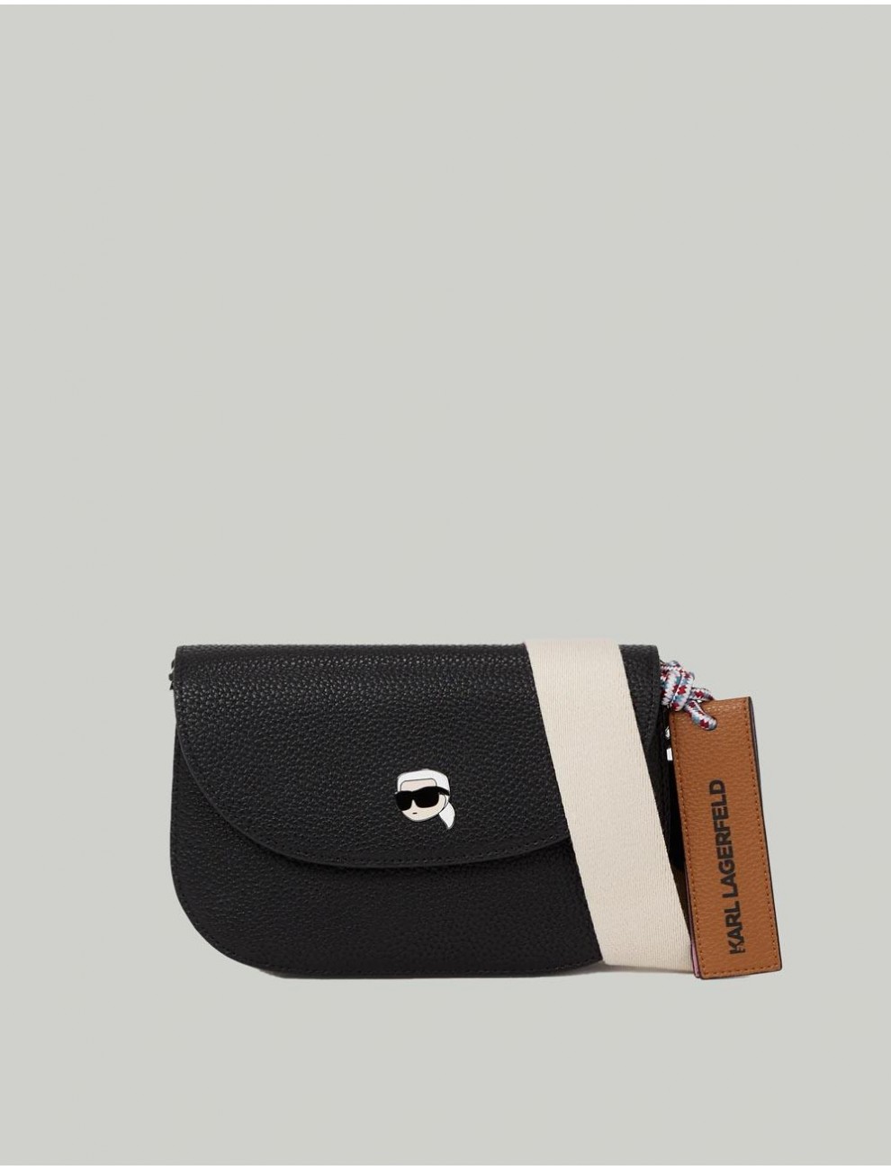 BOLSO KARL LAGERFED IKON PEBBLE FLAP CROSSBODY NEGRO