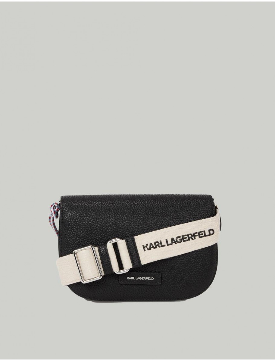 BOLSO KARL LAGERFED IKON PEBBLE FLAP CROSSBODY NEGRO