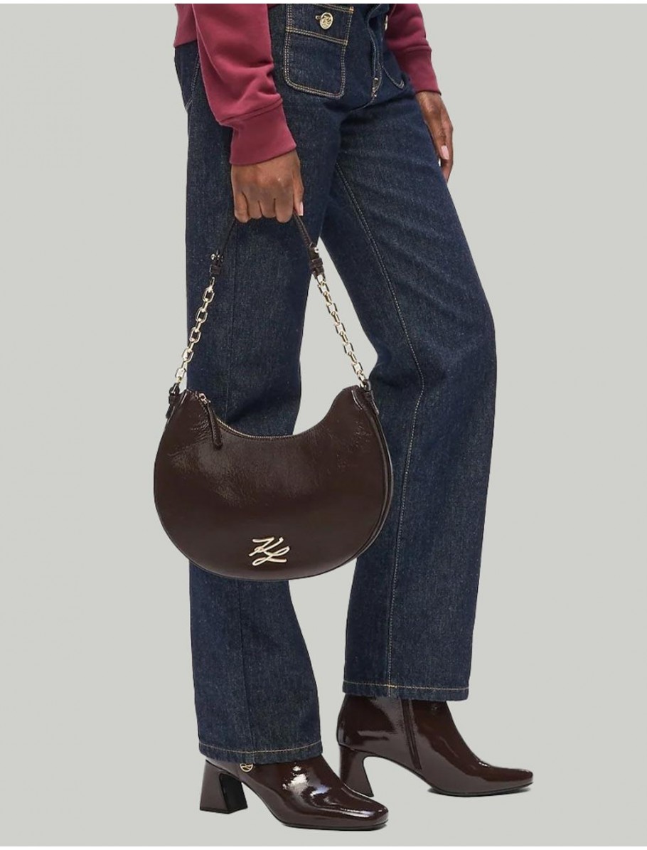 BOLSO KARL LAGERFED K AUTOGRAPH MOONBAG NAPLAK MARRoN