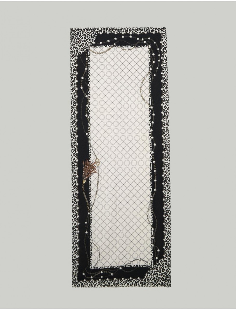 FOULAR LIUJO BOLSOS ECS STOLA PEARLS ANIMAL NEGRO