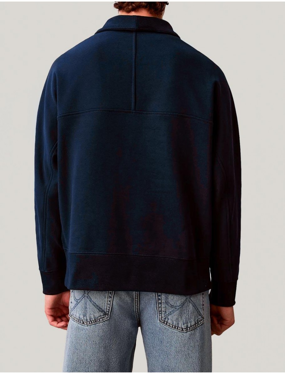 SUDADERA CALVIN KLEIN PREMIUM FLEECE LOGO FUNNEL MARINO