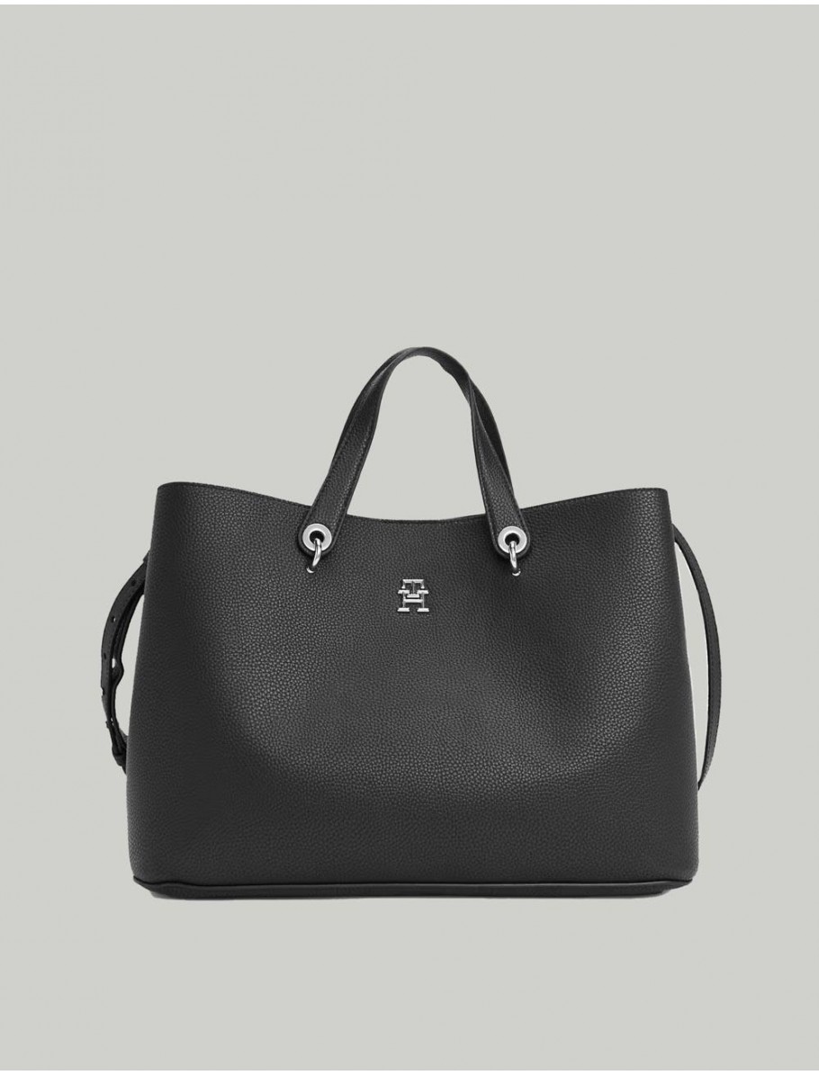 BOLSO TOMMY HILFIGER TH EMBLEM SATCHEL NEGRO