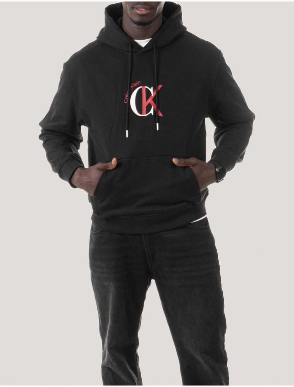 SUDADERA CALVIN KLEIN LS EU 350TERRY GRAPHIC HOODIE NEGRO