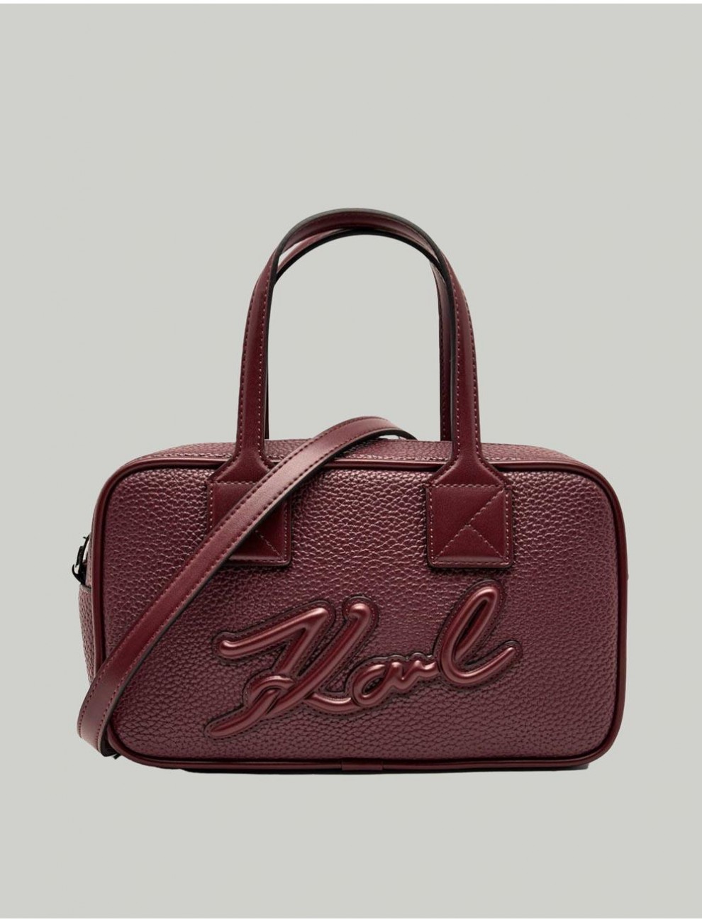 BOLSO KARL LAGERFED K SKUARE BAULETTO GRAINY BURDEOS