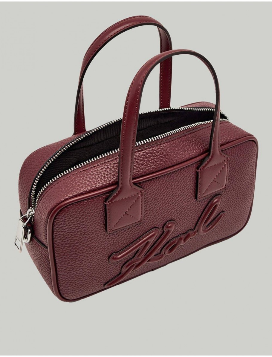 BOLSO KARL LAGERFED K SKUARE BAULETTO GRAINY BURDEOS