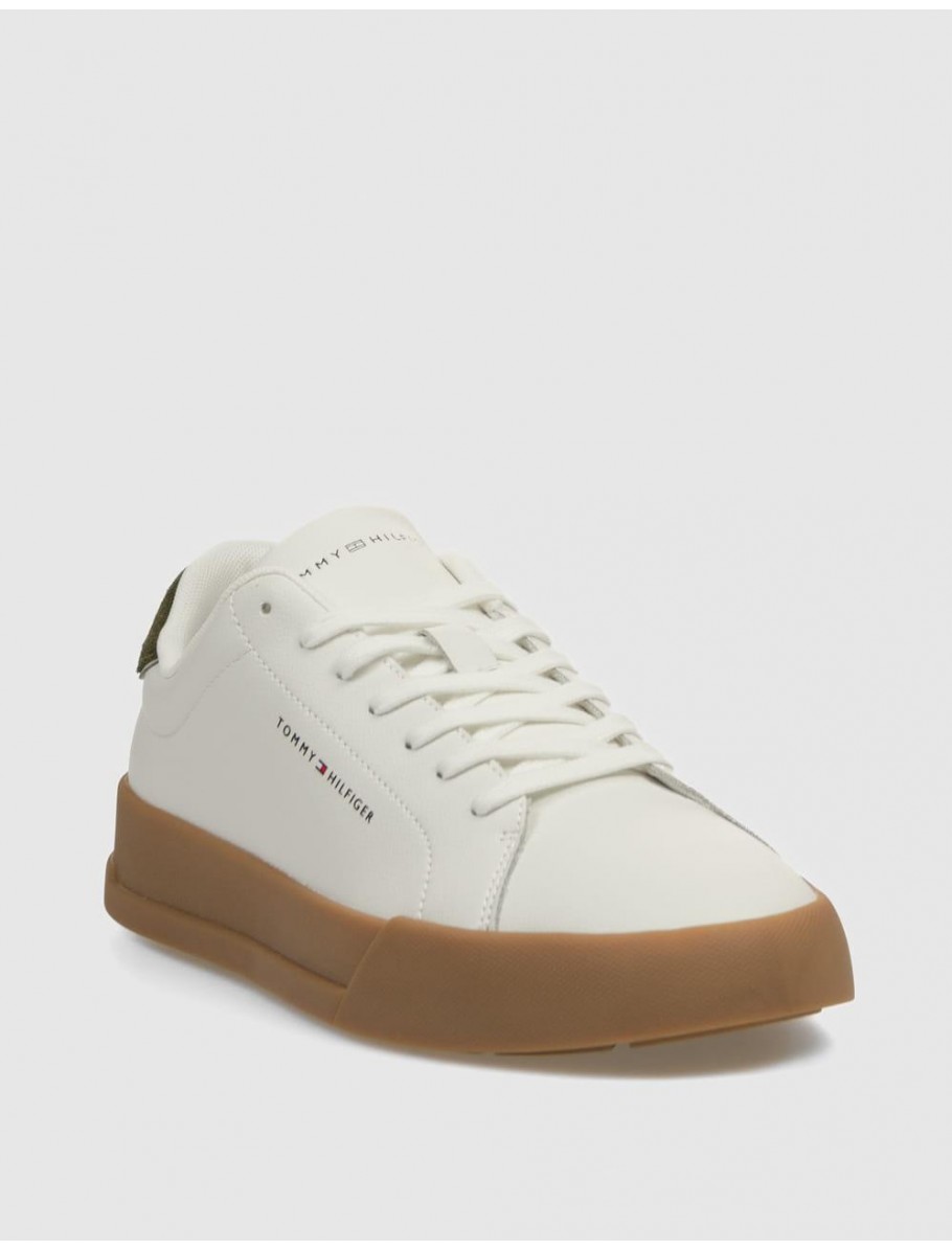 ZAPATILLA TOMMY HILFIGER TH COURT LTH DETAIL ESS BLANCO