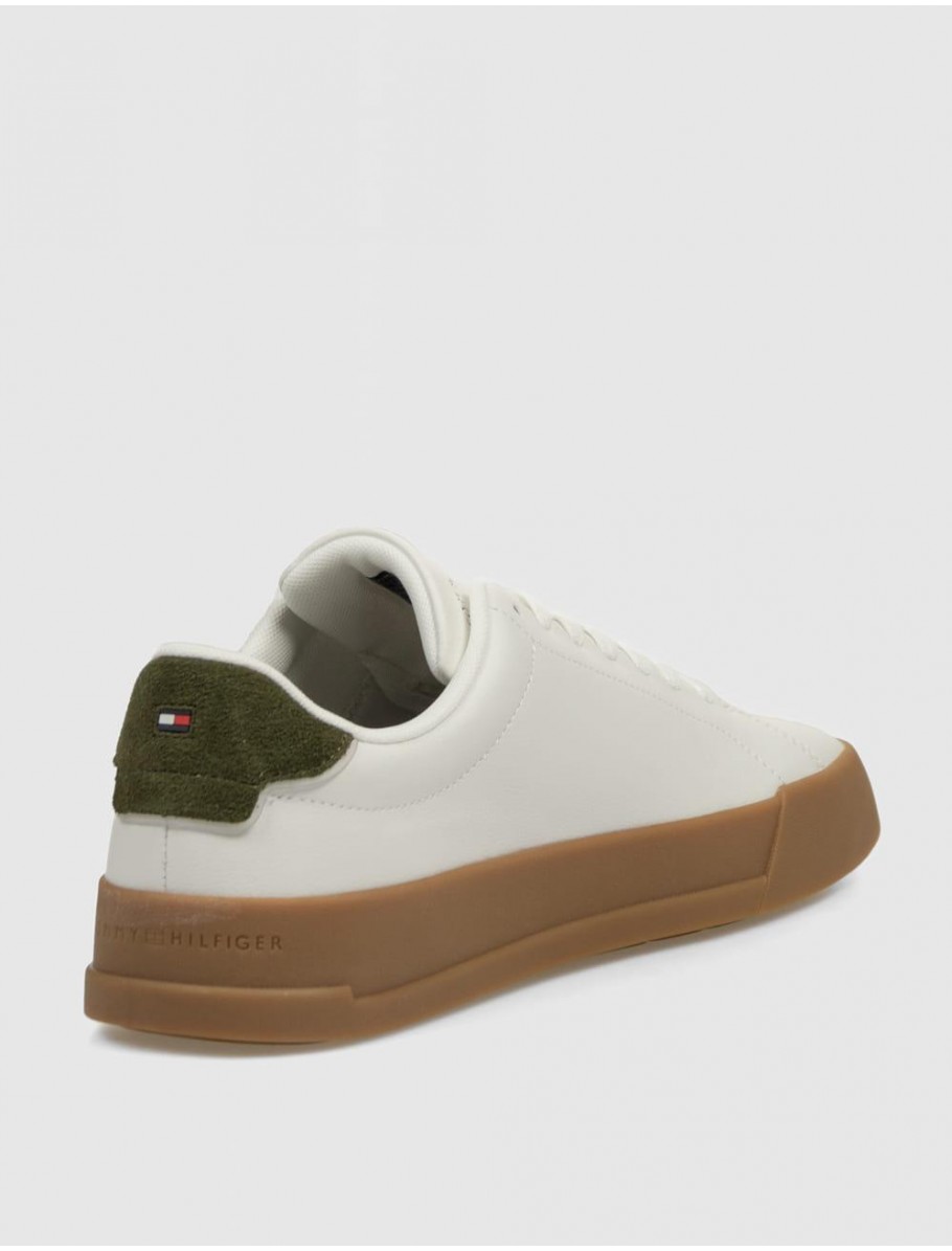 ZAPATILLA TOMMY HILFIGER TH COURT LTH DETAIL ESS BLANCO