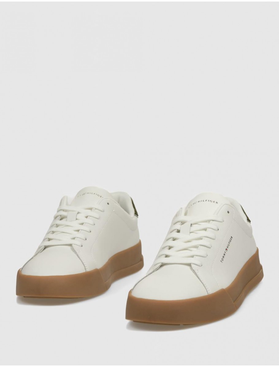 ZAPATILLA TOMMY HILFIGER TH COURT LTH DETAIL ESS BLANCO