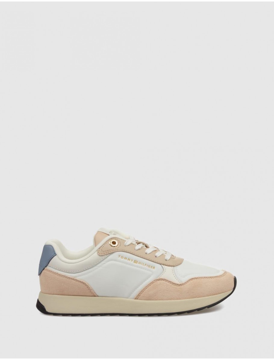 ZAPATILLA TOMMY HILFIGER MIX MATERIAL RUNNER BEIG