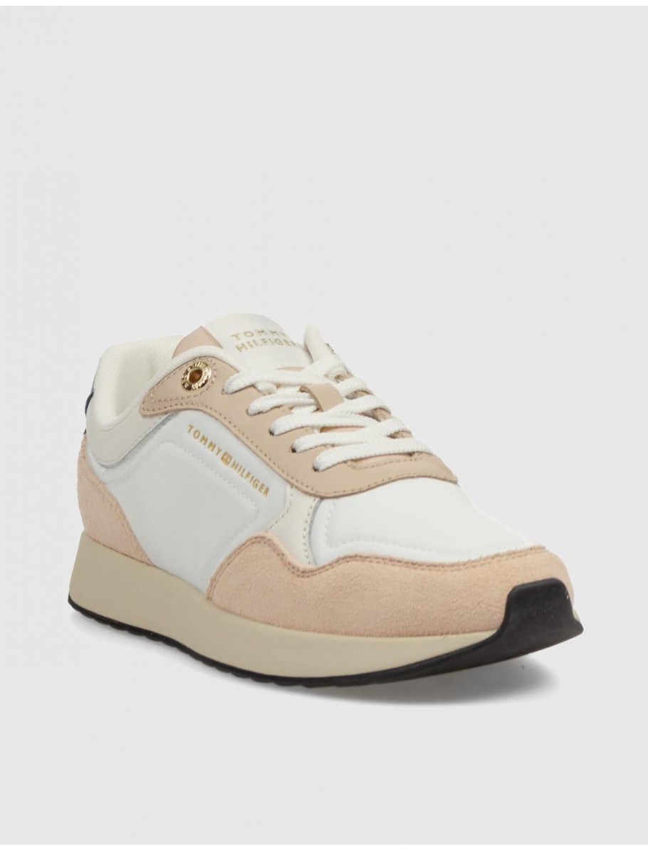 ZAPATILLA TOMMY HILFIGER MIX MATERIAL RUNNER BEIG