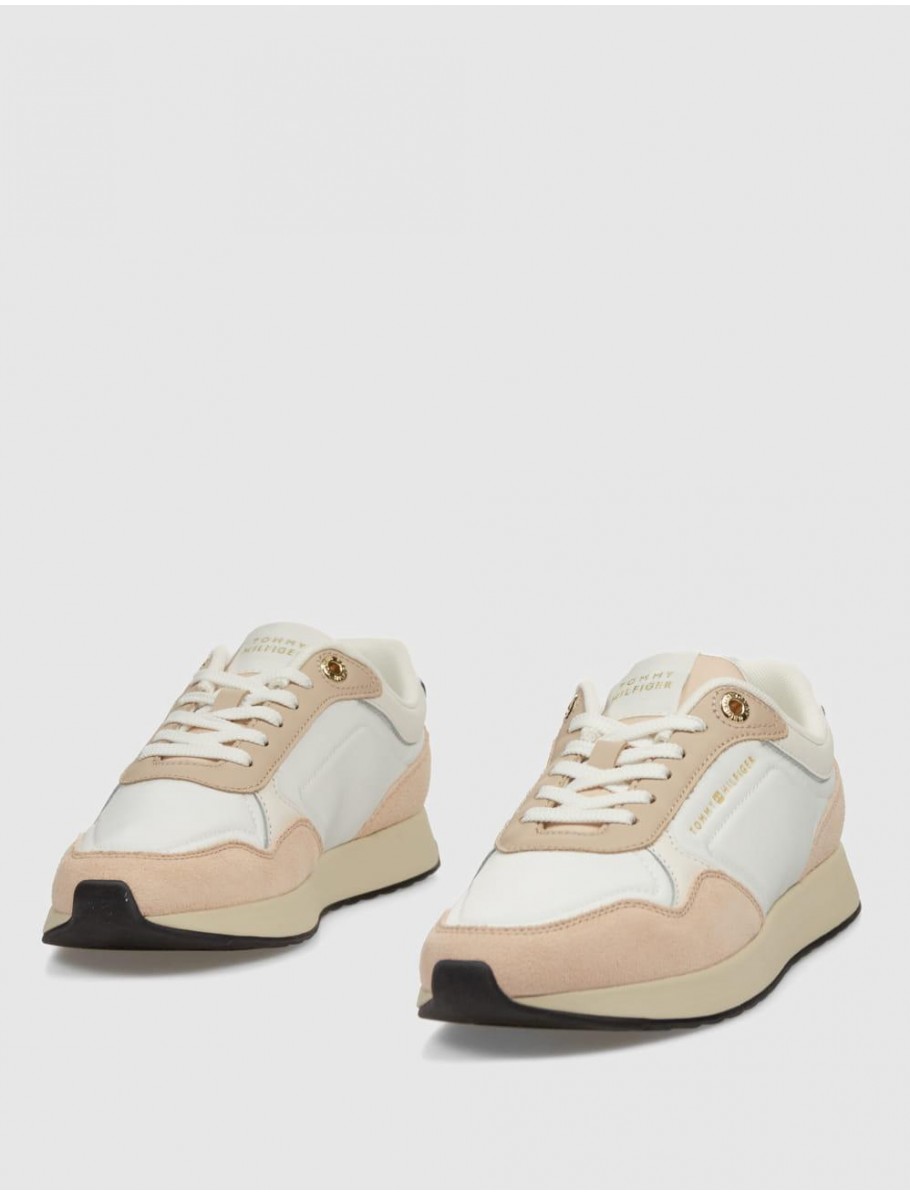 ZAPATILLA TOMMY HILFIGER MIX MATERIAL RUNNER BEIG