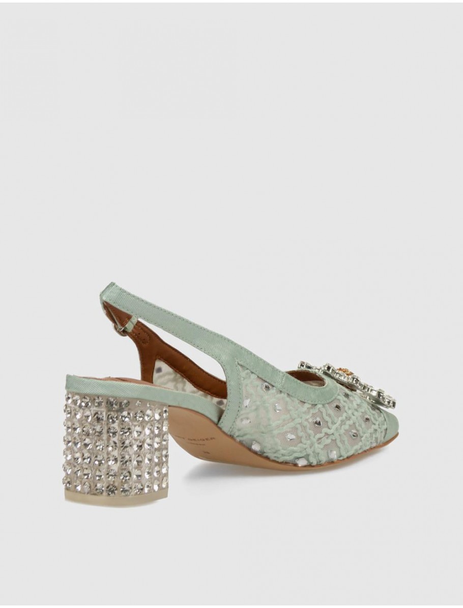 ZAPATO KURT GEIGER CHELSEA C BLOCK SQ SLING VERDE