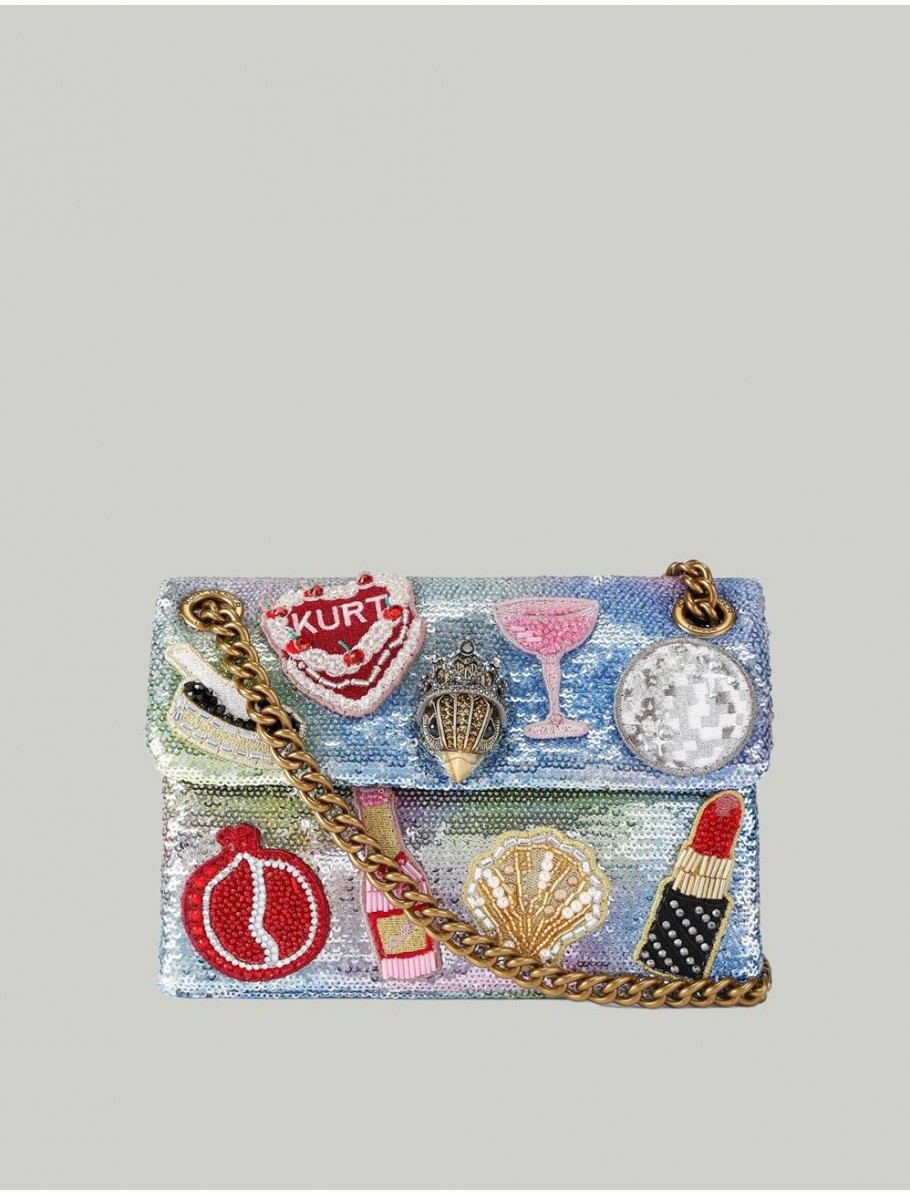 BOLSO KURT GEIGER SEQUIN MINI KENSIGTON GRIS