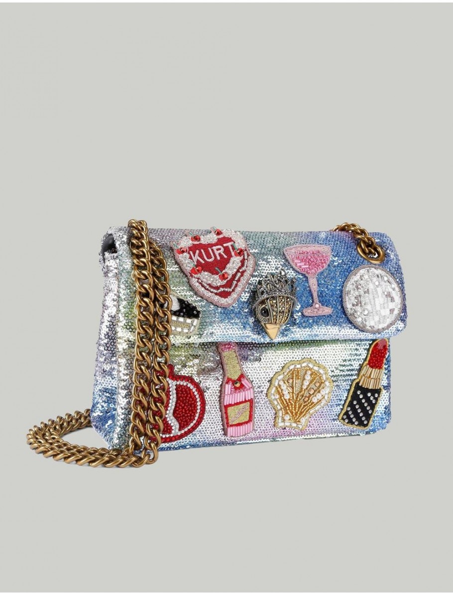 BOLSO KURT GEIGER SEQUIN MINI KENSIGTON GRIS