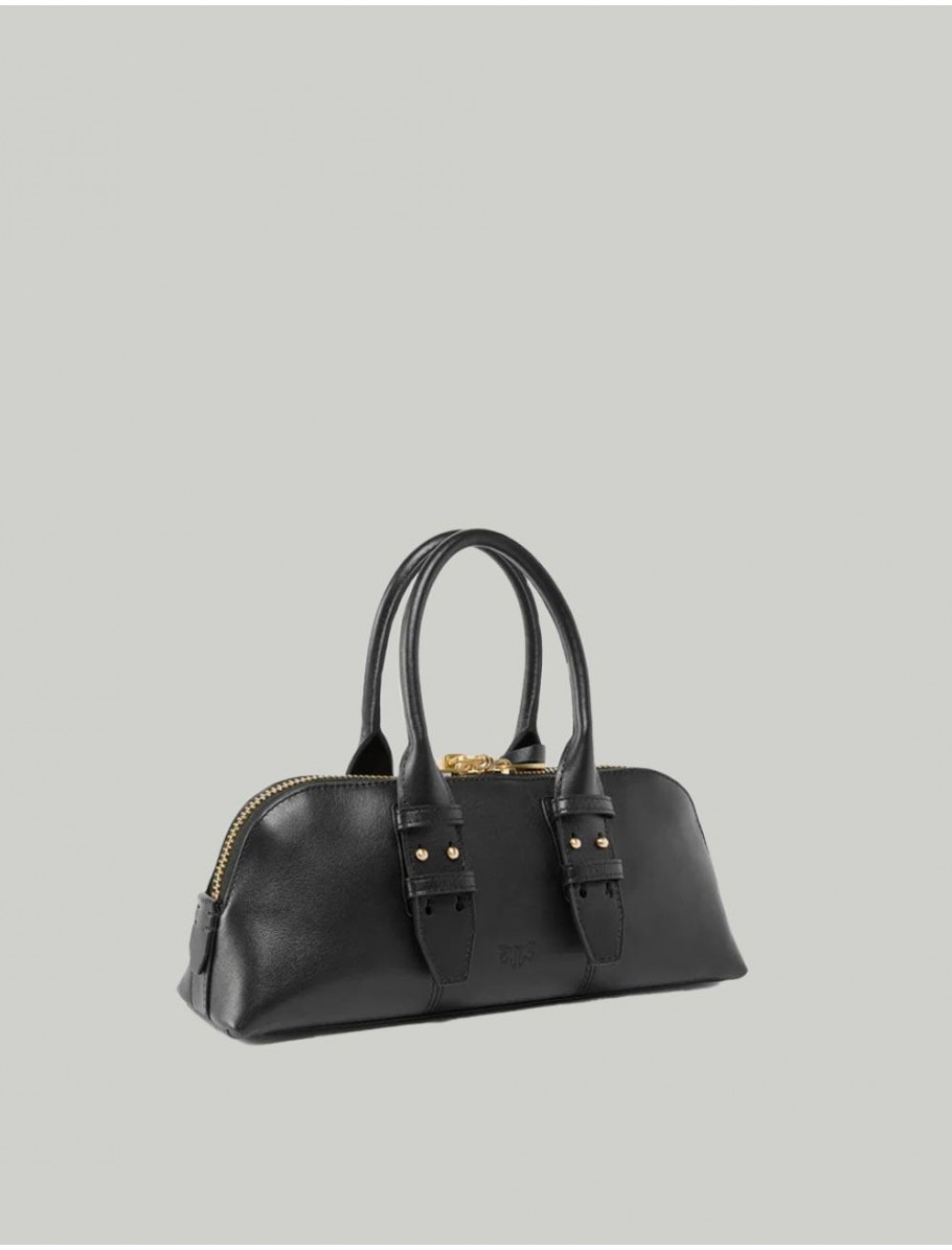BOLSO PINKO BOWLING BAG BAGUETTE VITELLO NEGRO