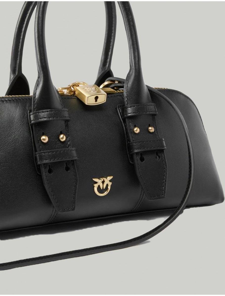 BOLSO PINKO BOWLING BAG BAGUETTE VITELLO NEGRO
